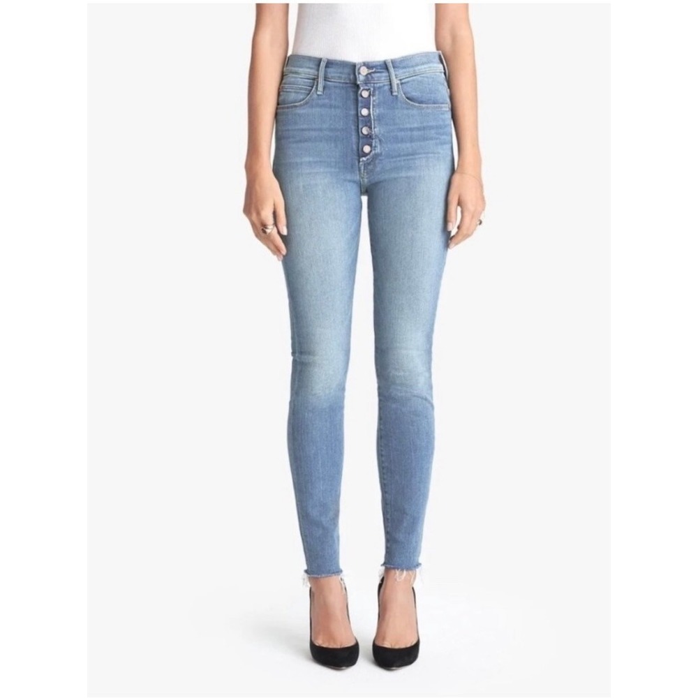 Mother The Fly Cut Stunner Ankle Fray Jeans Final Frontier Blue Skinny Size 24